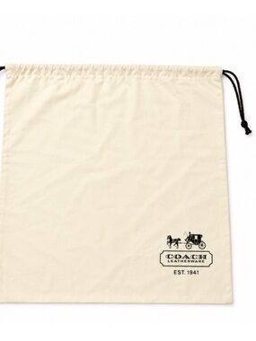 Coach Cream Drawstring Dust Bag with Black Logo